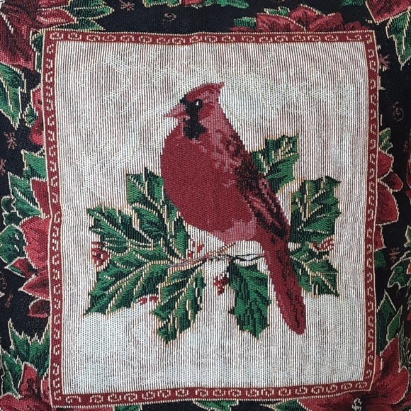 Christmas Cardinals Tapestry Pillow Covers 17 inch Set of 2 - Picture 4 of 10